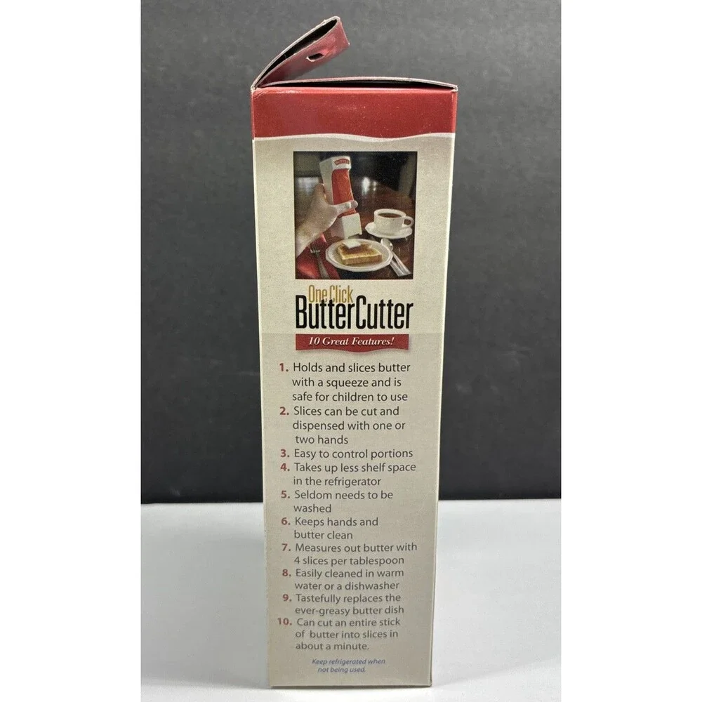 Original RED One-Click Butter Cutter - Butter Pat Dispenser Slice & Store